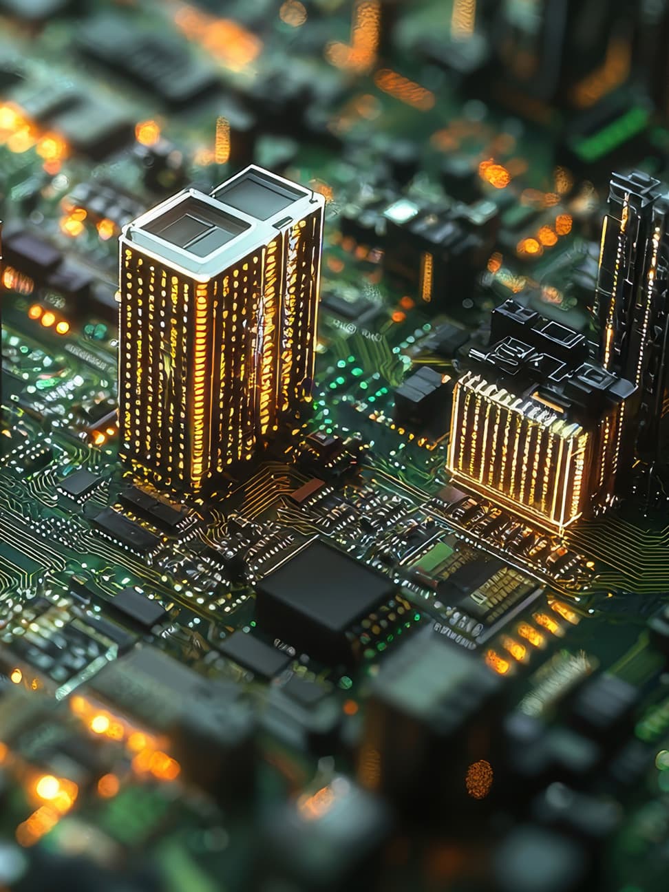 Circuit board that looks like city