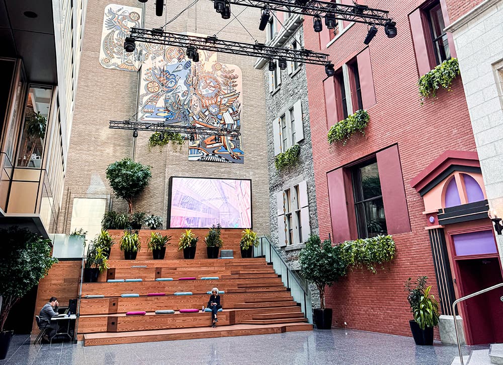 Stairs and artwork at Maison Alcan