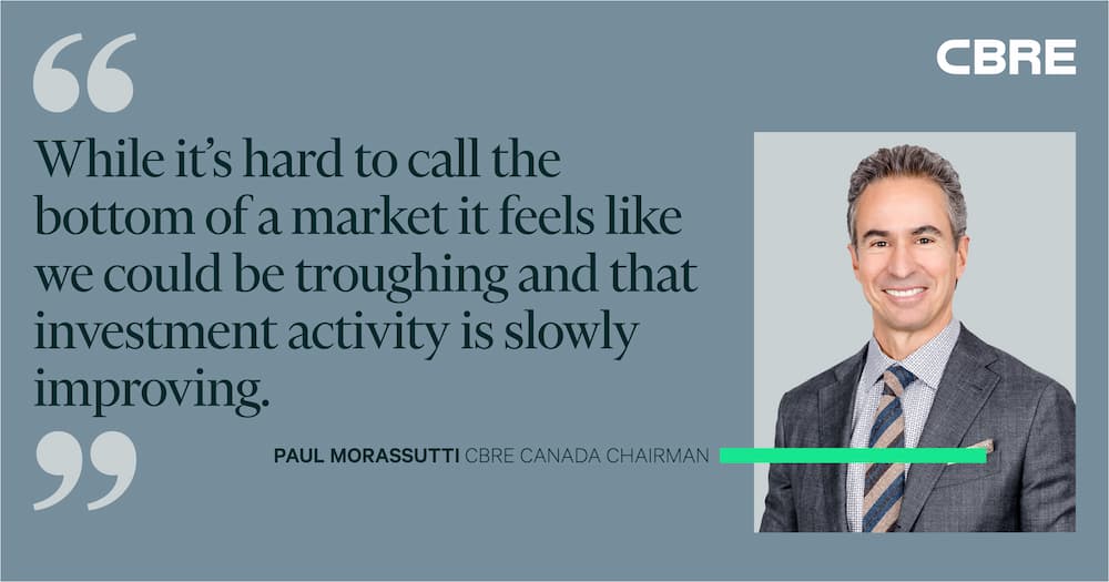 While it's hard to call the bottom of a market it feels like we could be troughing and that investment activity is slowly improving. - Paul Morassutti