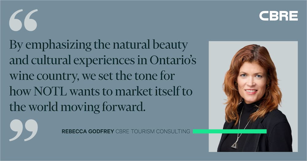 By emphasizing the natural beauty and cultural experiences in Ontario's wine country, we set the tone for how NOTL wants to market itself to the work moving forward. - Rebecca Godfrey