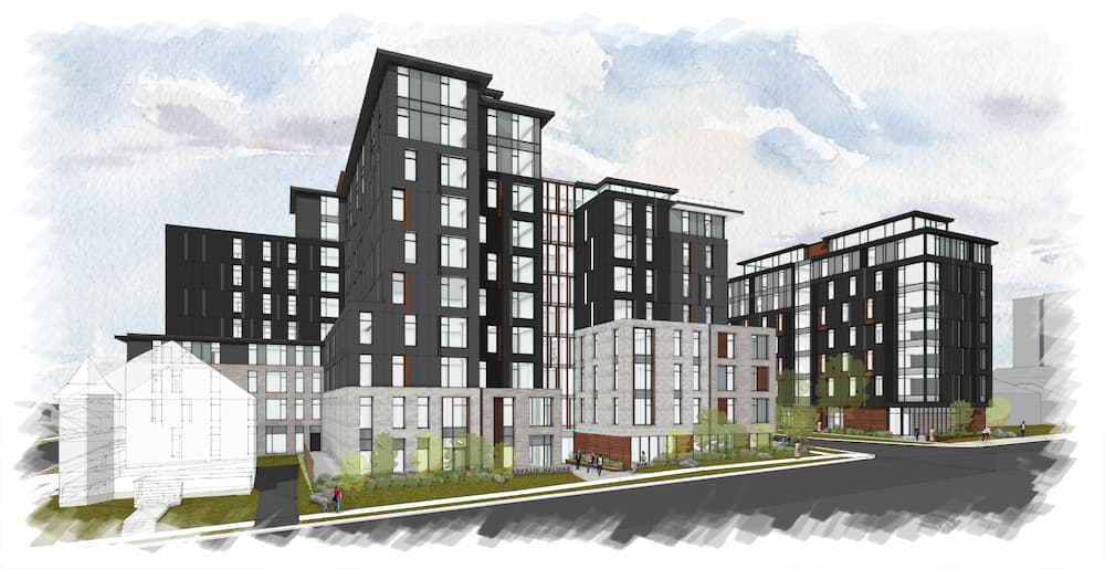A rendering of The Revalie on Coburg, a project involving CBRE Project Management in Halifax, ON. Prime consultant is Hobin Architecture.