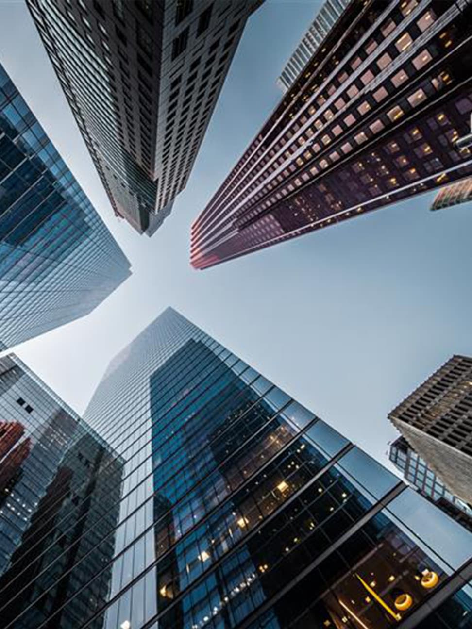View of skyscrapers looking up