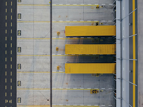 Overhead view of an industrial warehouse