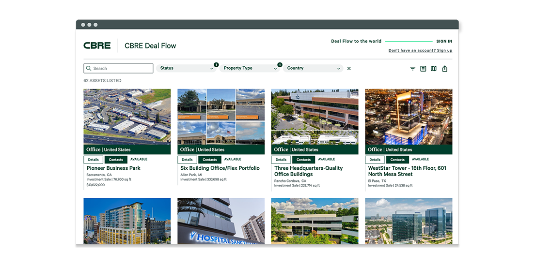 CBRE Deal Flow active listings
