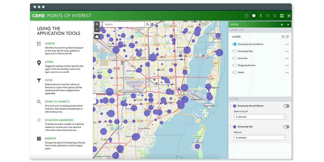 CBRE Dimension Points of Interest dashboard