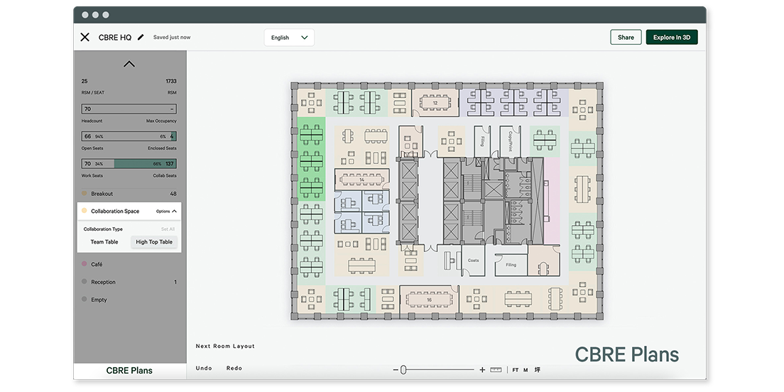 CBRE Plans office seating chart