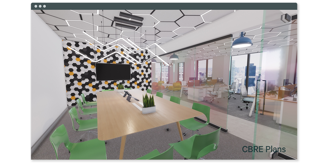 CBRE Plans meeting room rendering