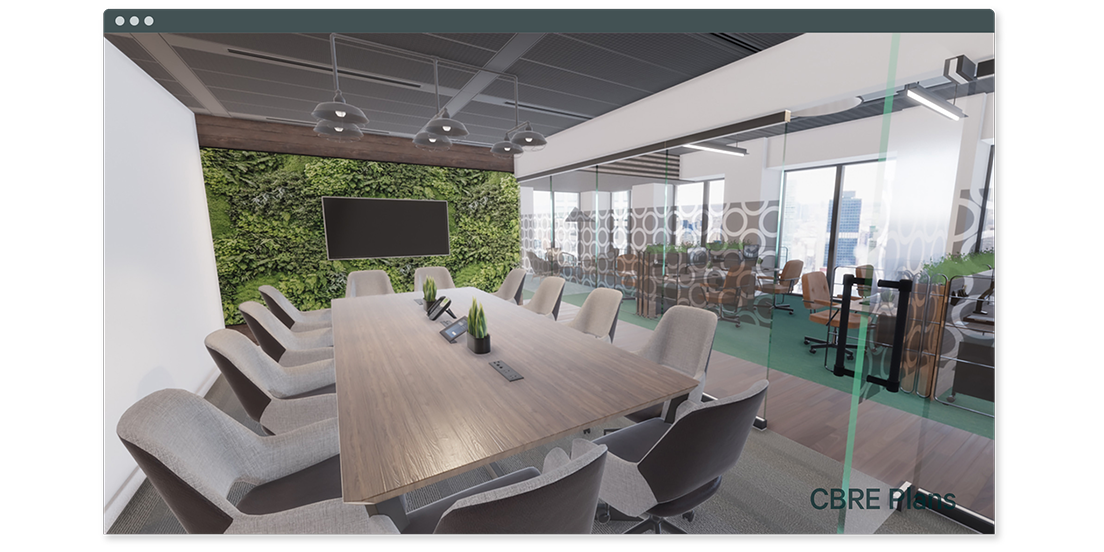 CBRE Plans meeting room rendering