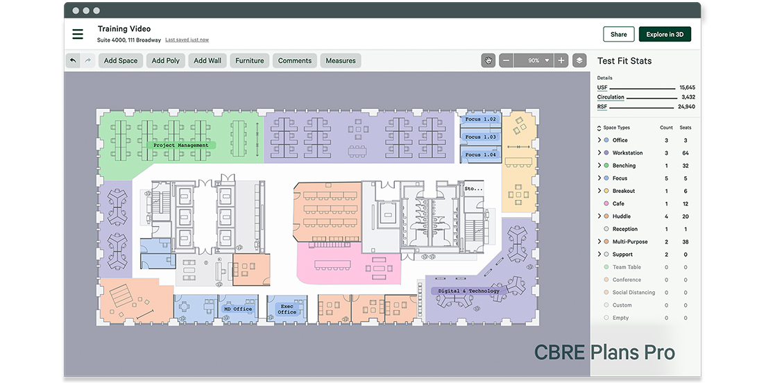 CBRE PlansPro product dashboard