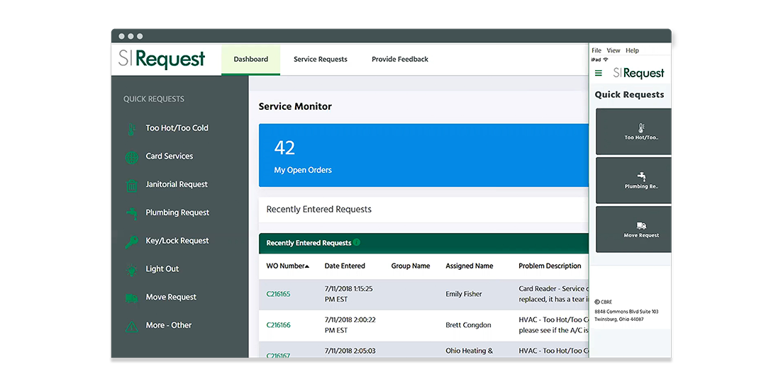 CBRE Service Insight request form