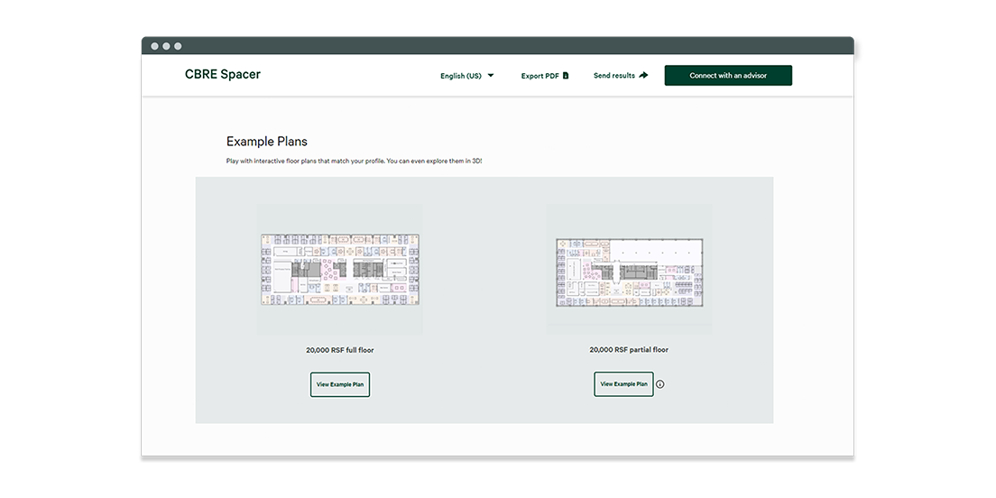 CBRE Spacer example plans
