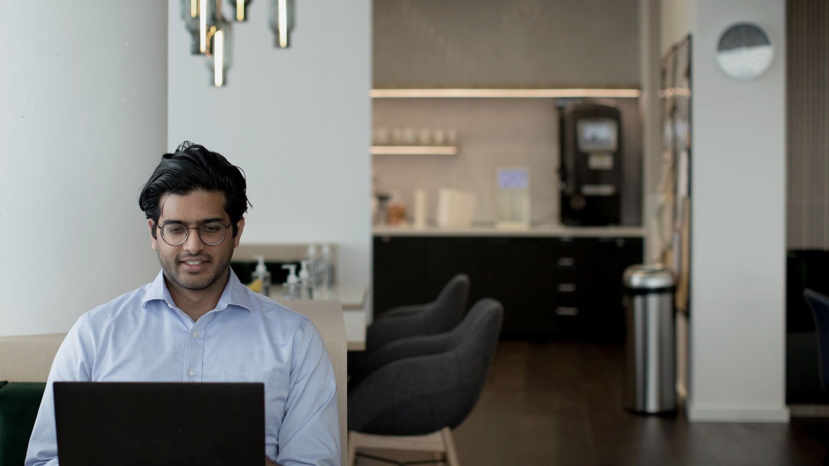 student working on laptop