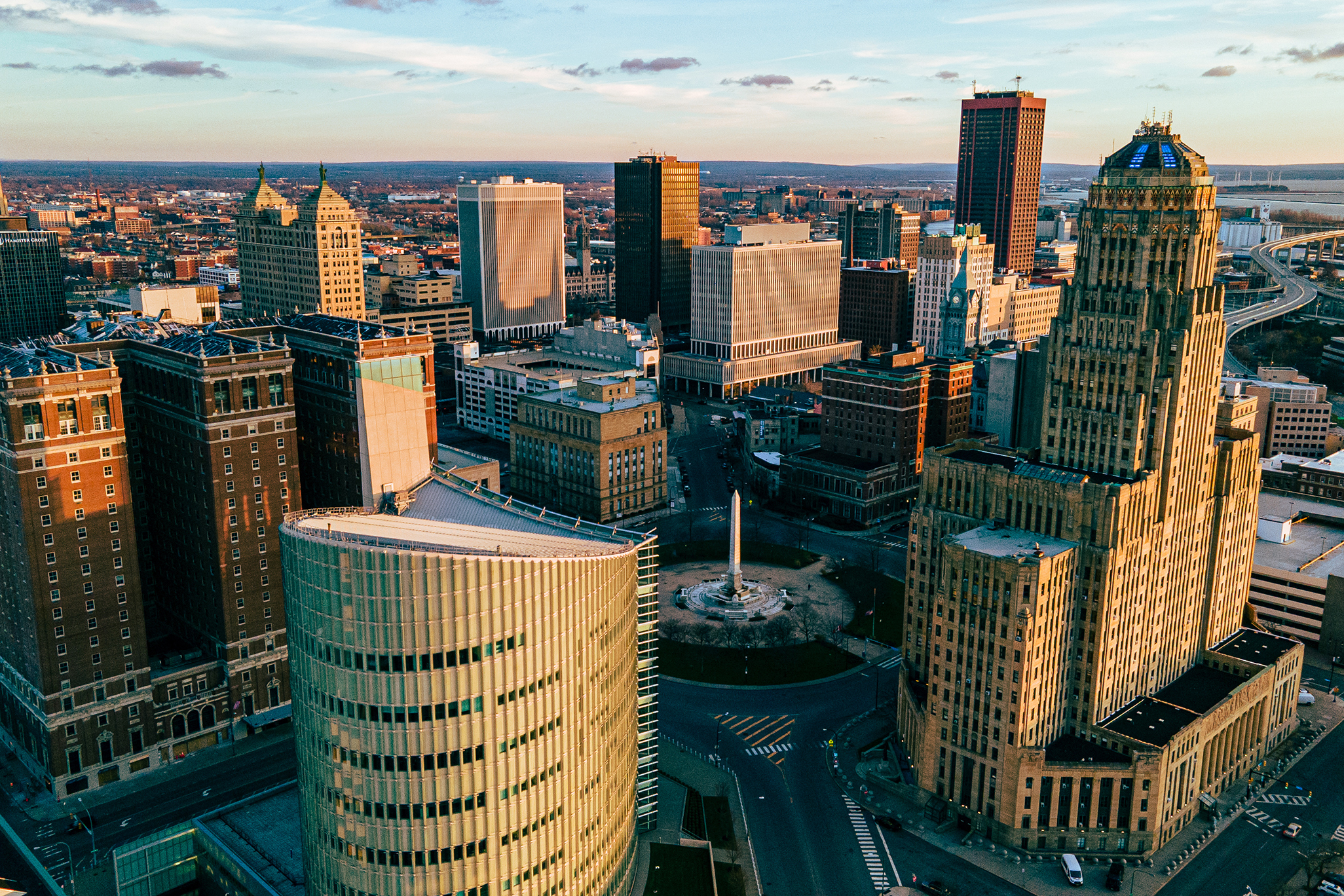 Aerial view of the Buffalo, New York skyline