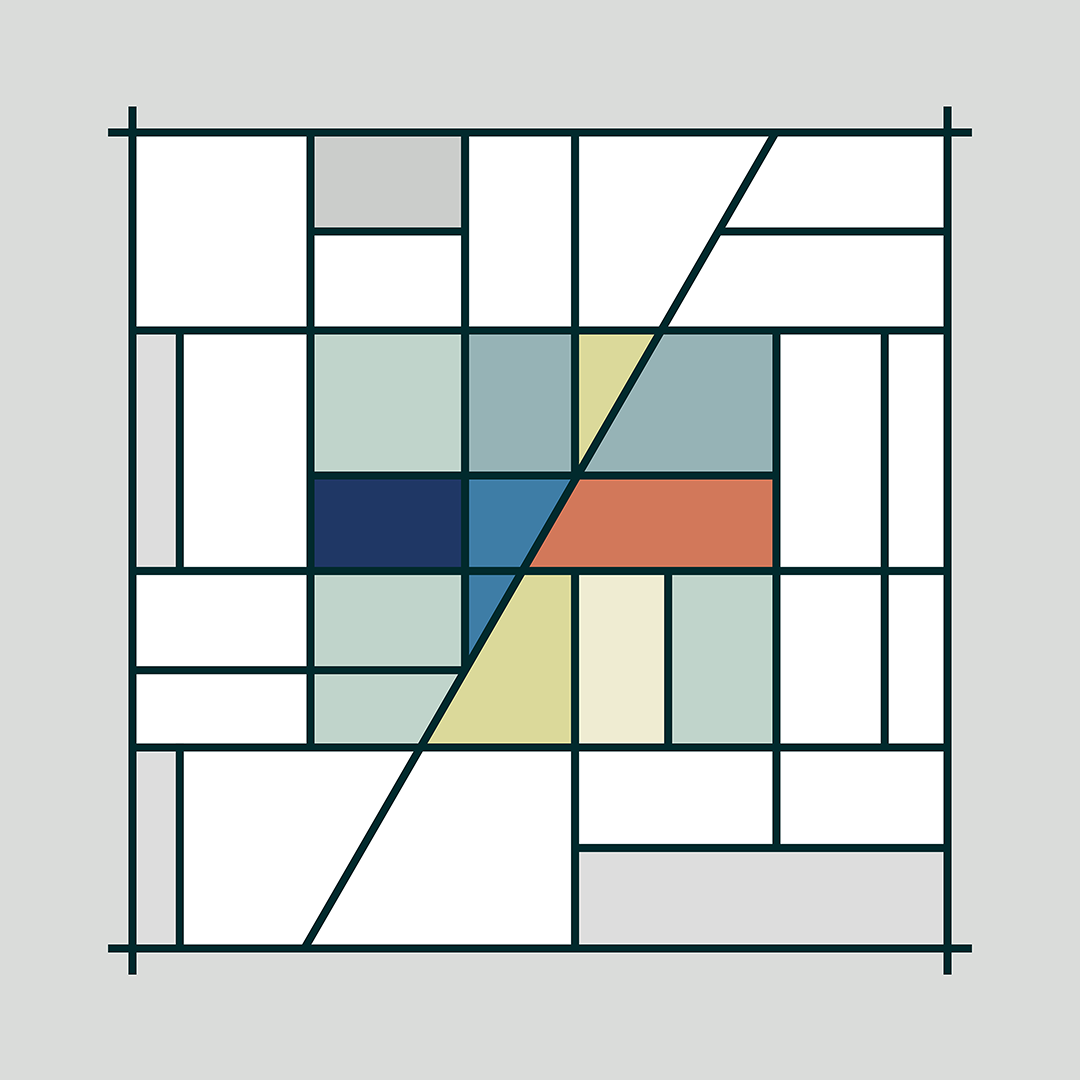 Abstract graphic depicting a grid layout, possibly representing different sections of a commercial property or market segments.