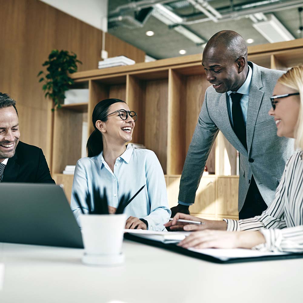 employees in a meeting