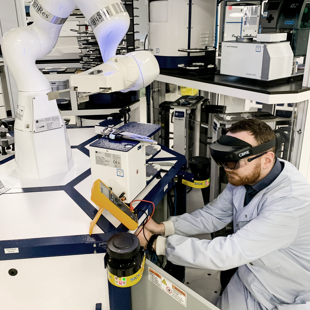CBRE employee working in a lab