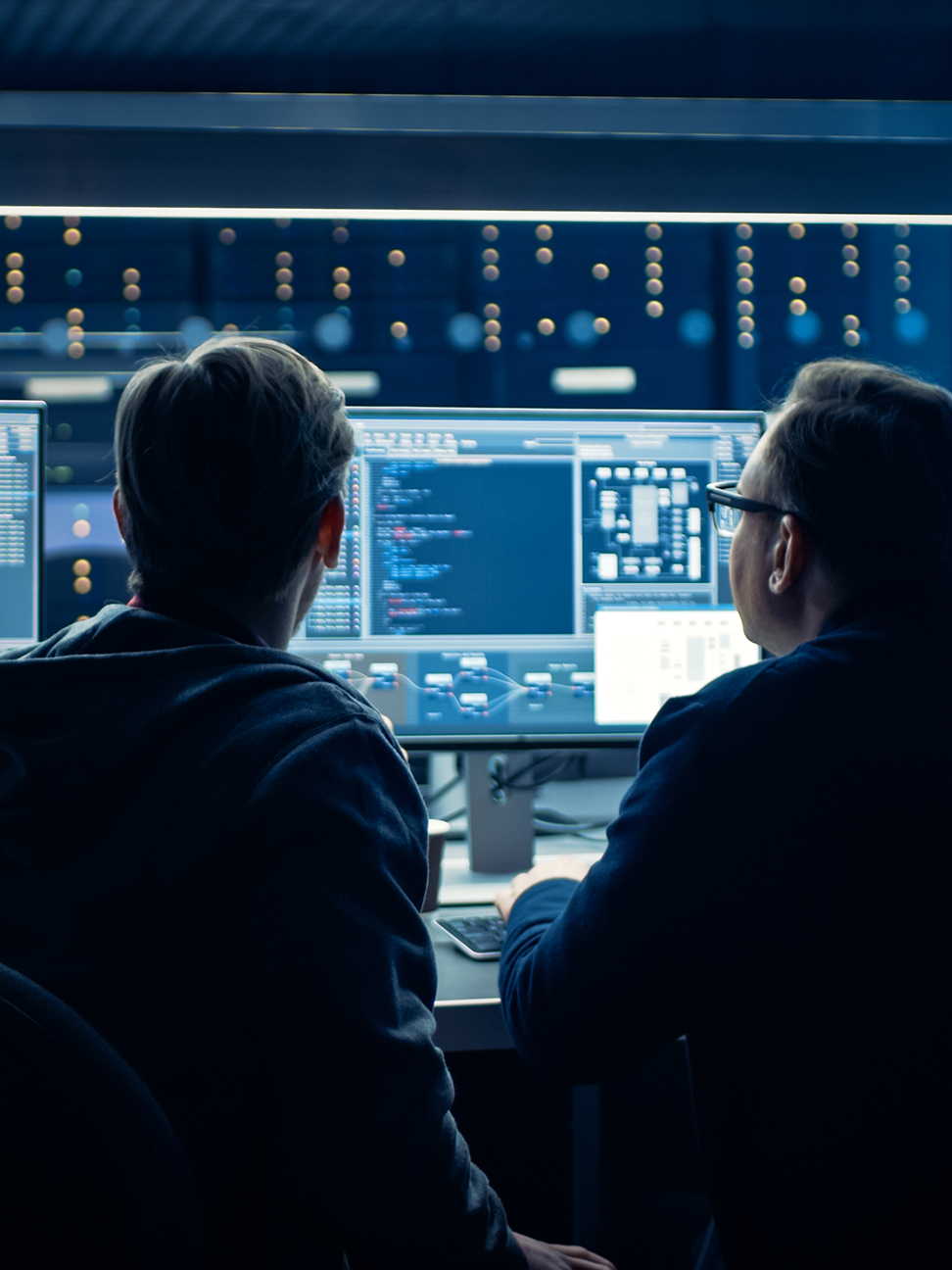IT professionals at a workstation