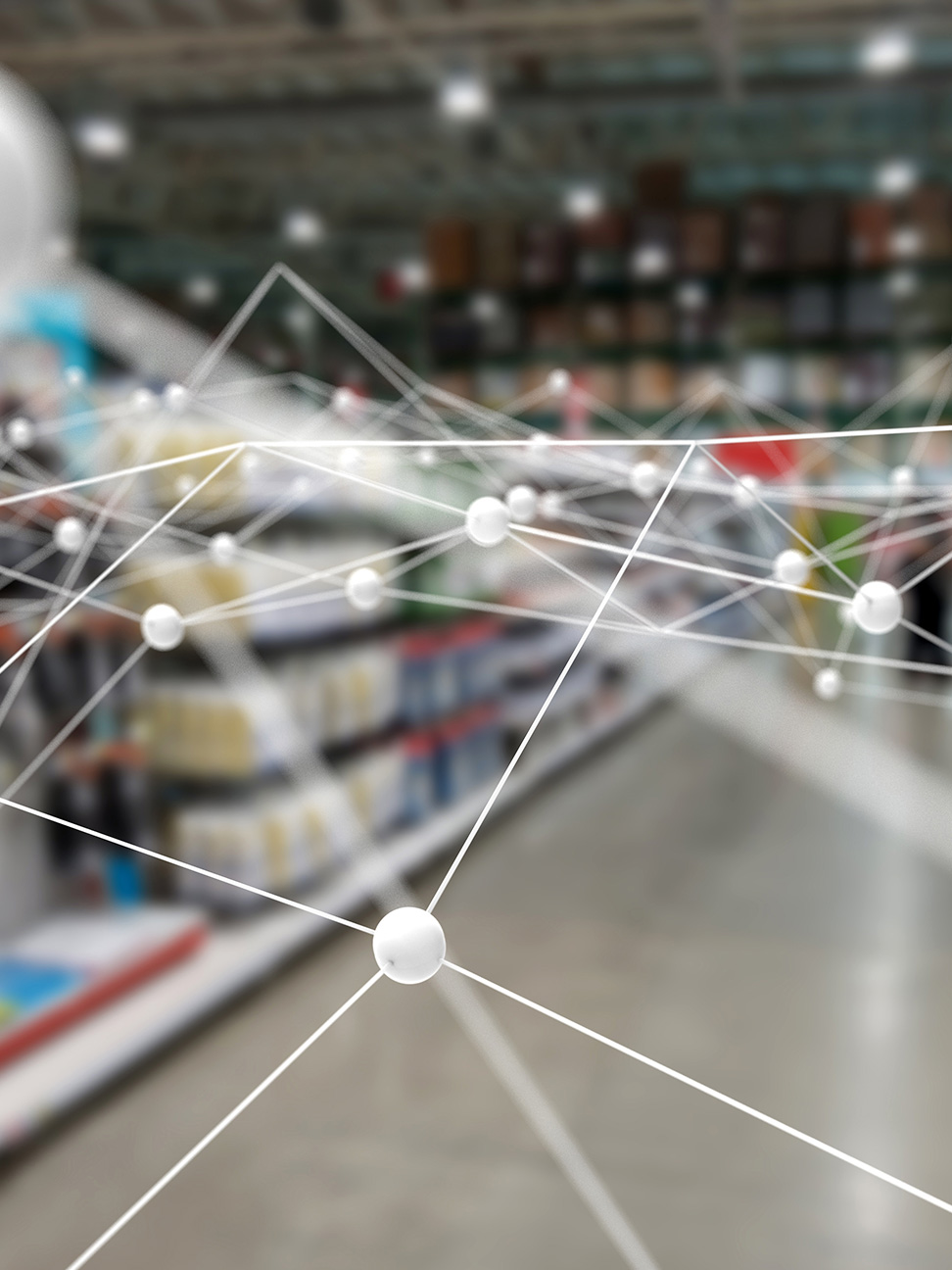 Grocery aisle with digital overlay