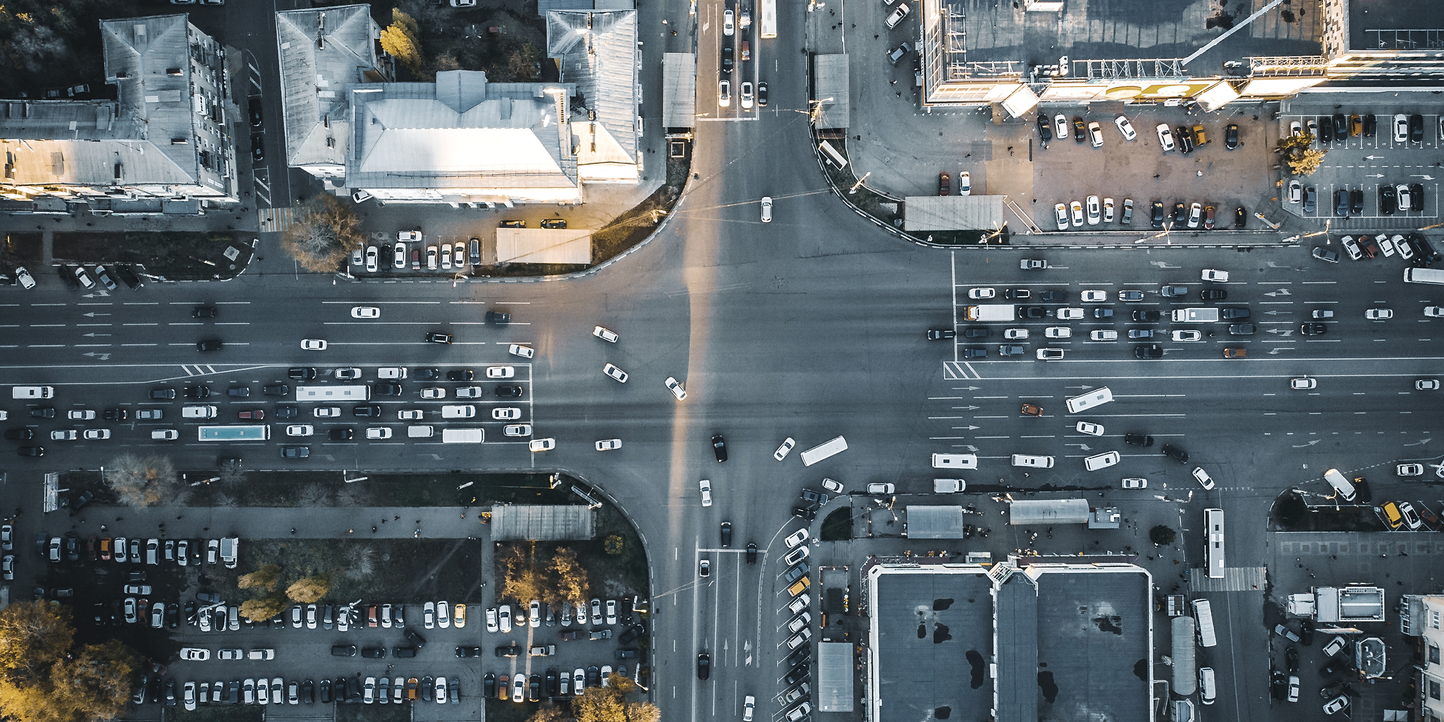 Aerial View of Busy Street