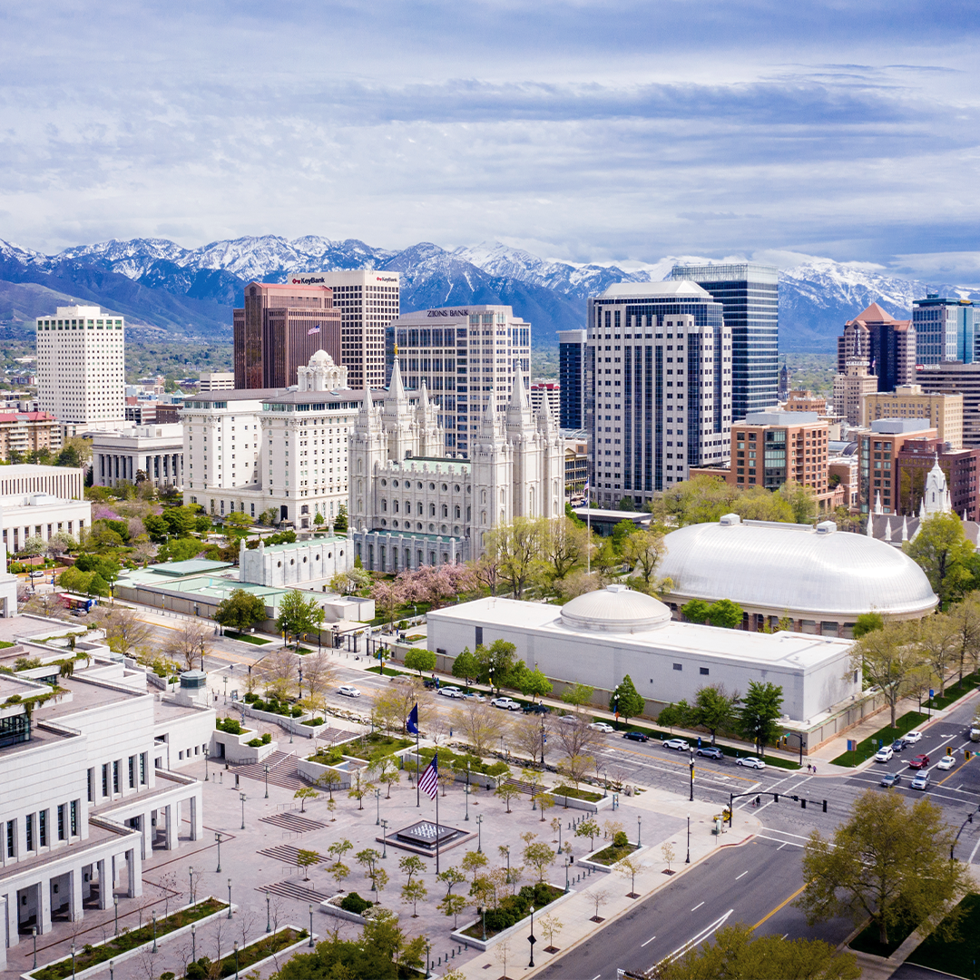 Aerial view of downtown Salt Lake City