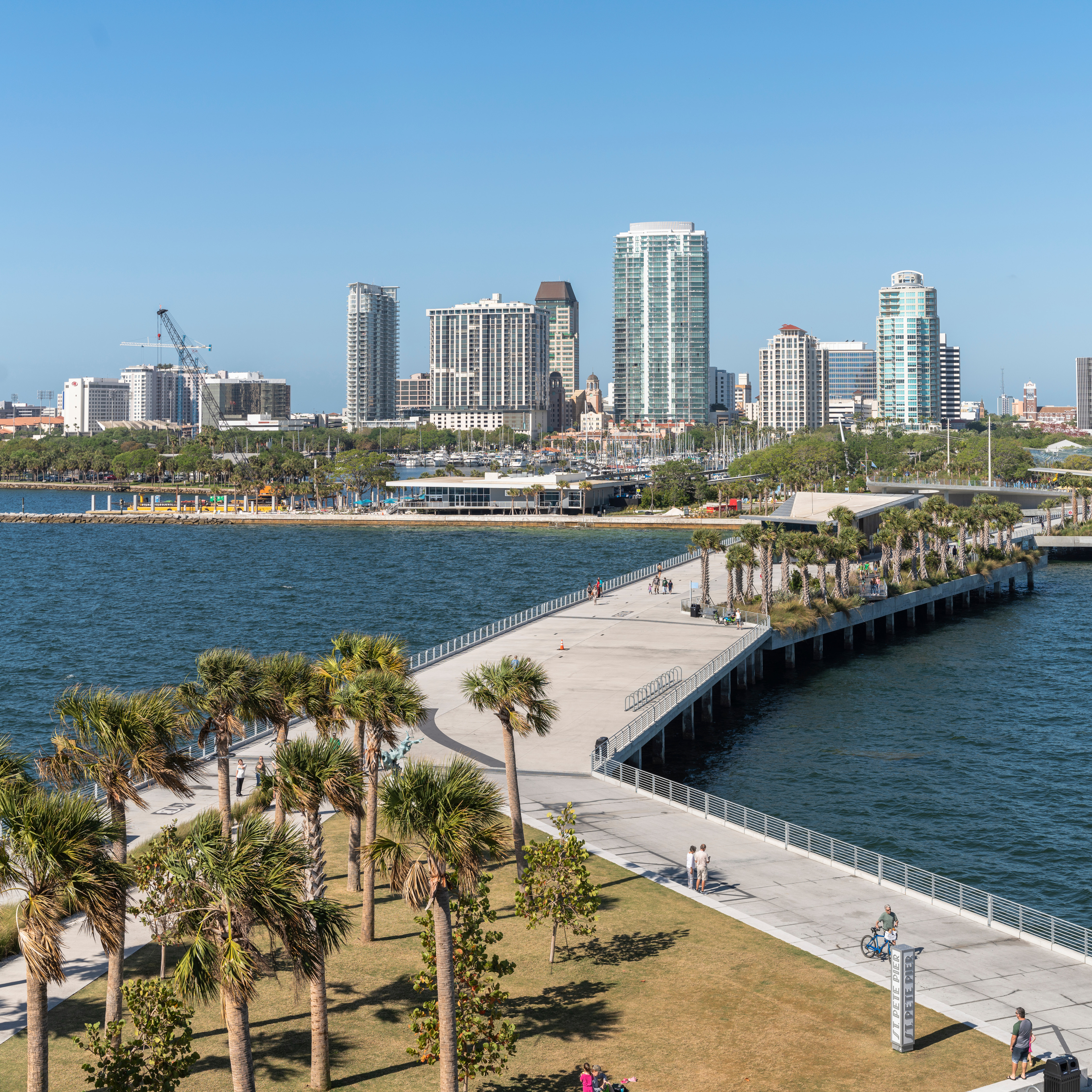 Bridge over ocean with city view