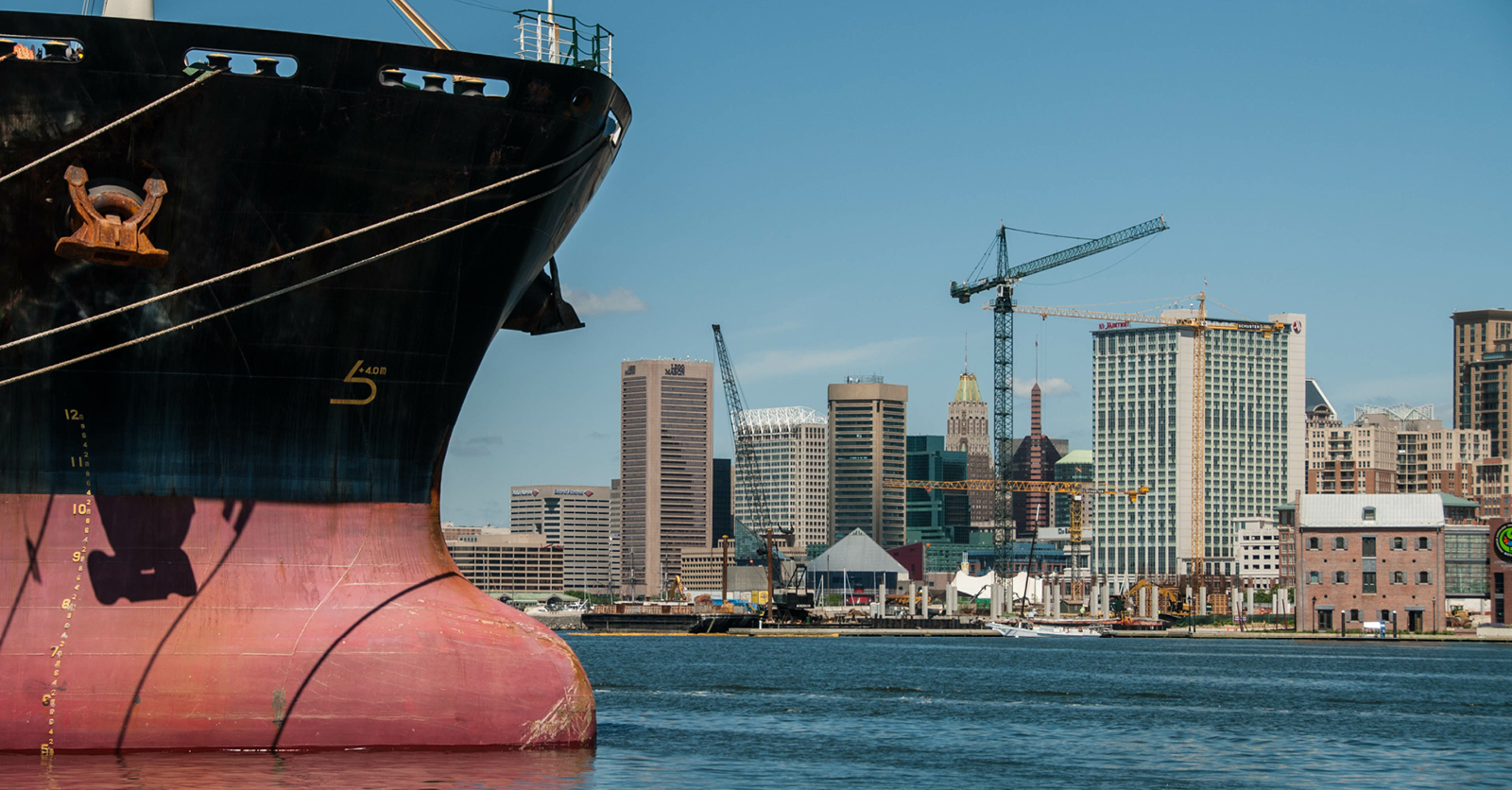 Ship in water at port