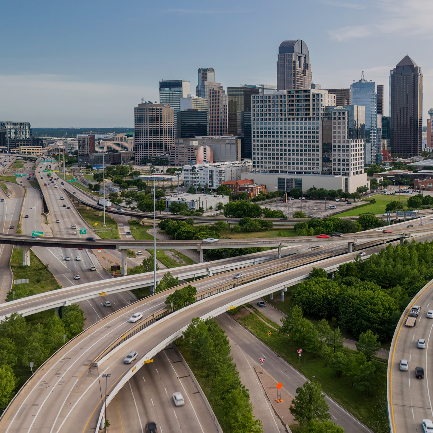 Aerial view of highway in Dallas