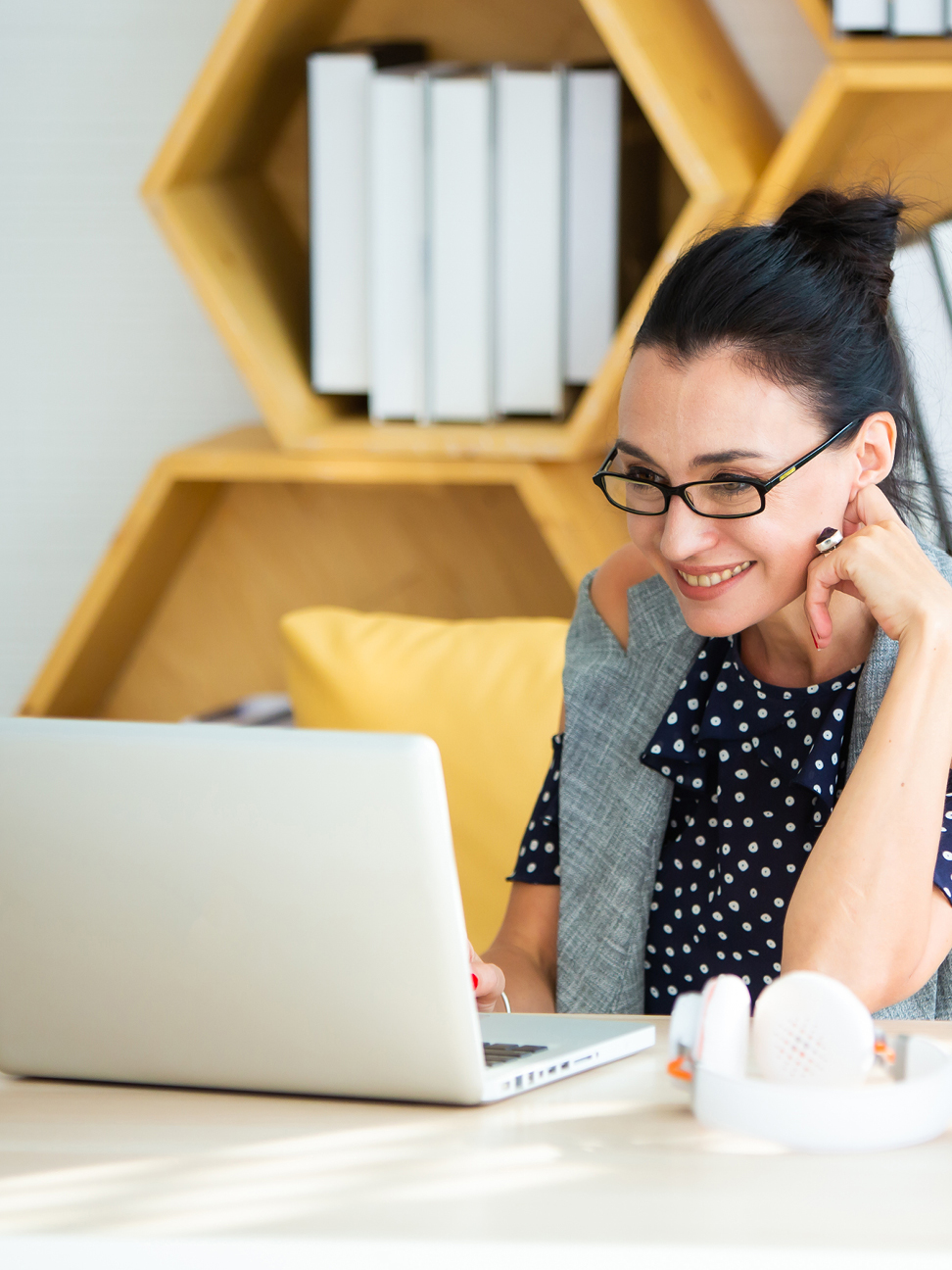 woman working in hybrid workplace