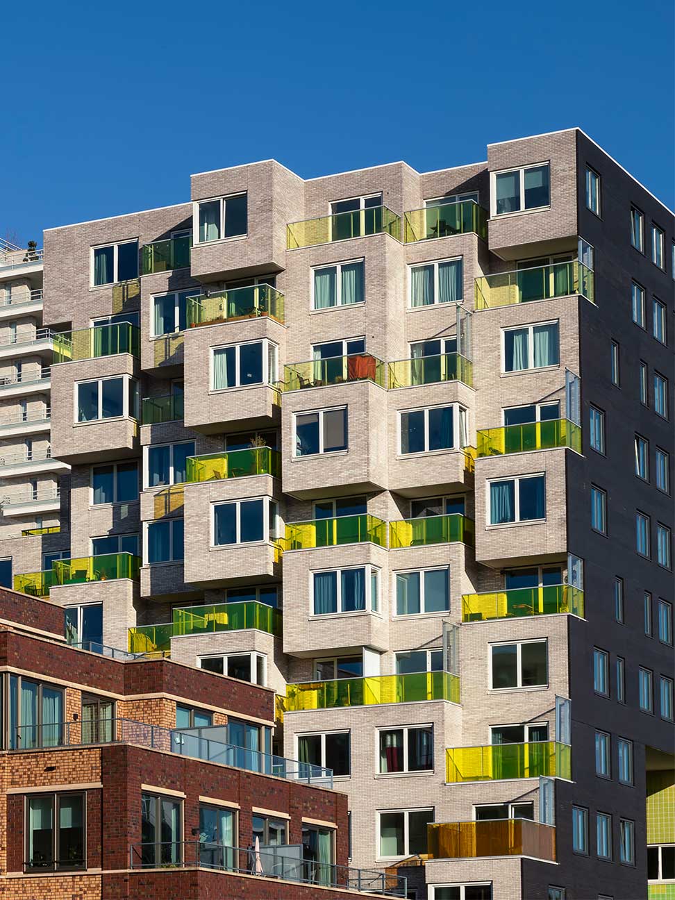 Modern apartments in a built-up area with many high-rise buildings