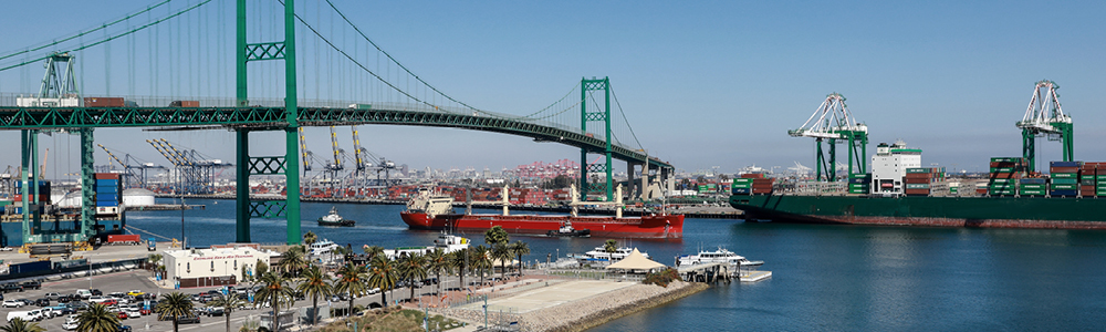 Image of a port and bridge