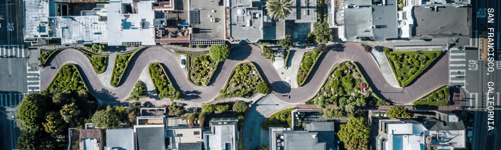Aerial view of winding road