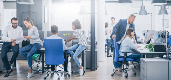 workers collaborating in an office setting