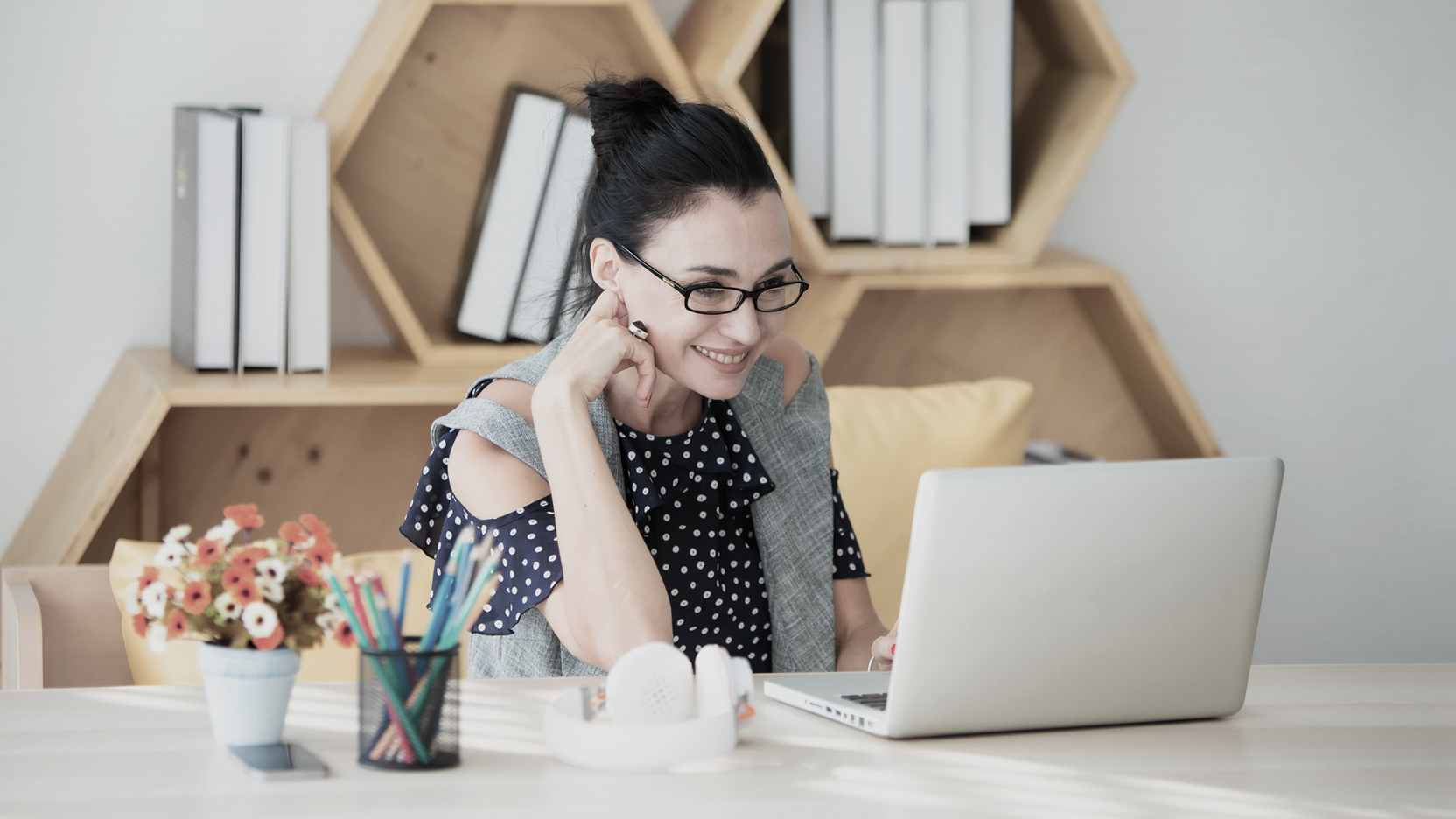 Lady working on laptop