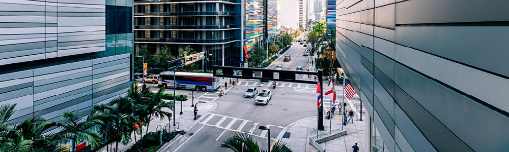 Image of a downtown street intersection
