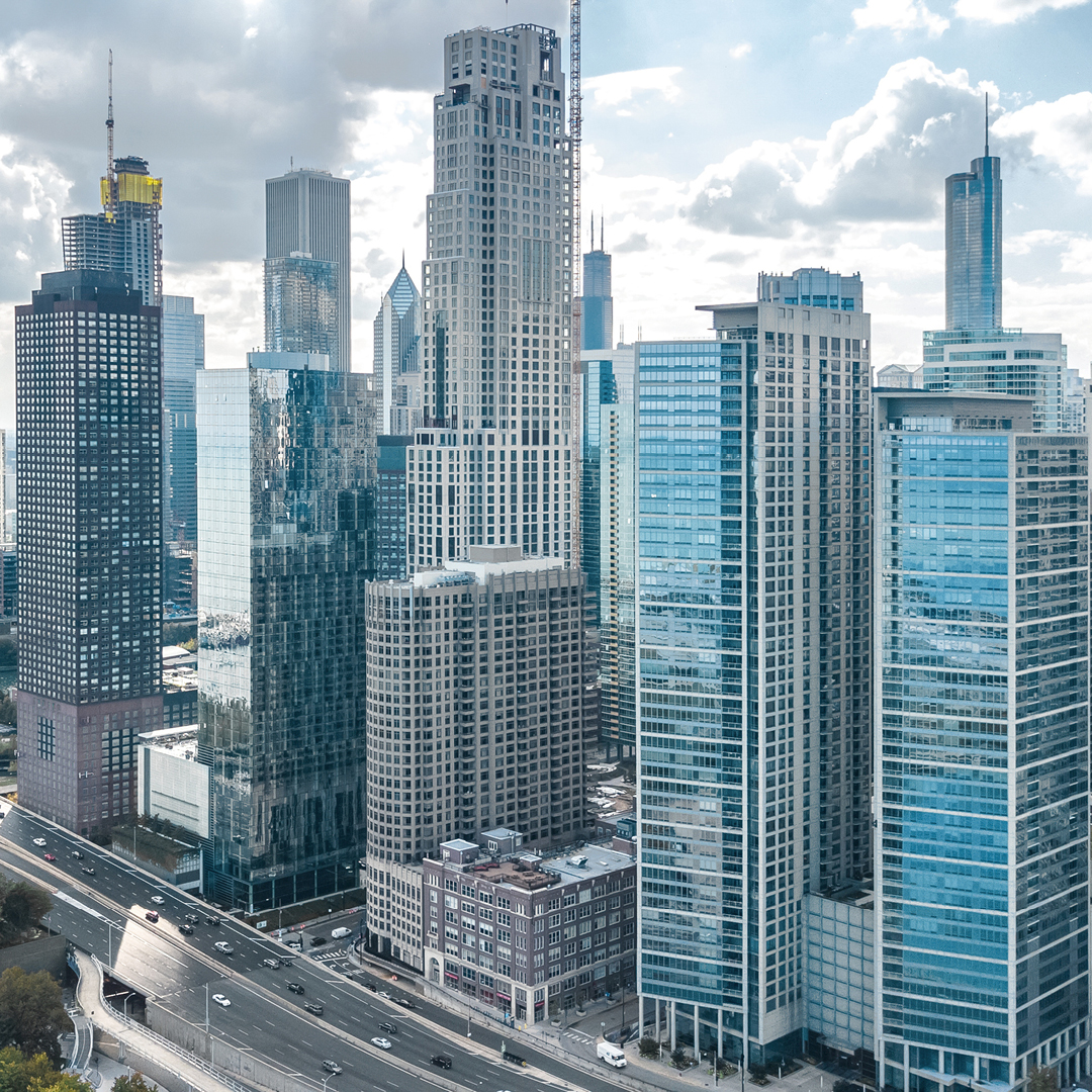 Aerial view of the city