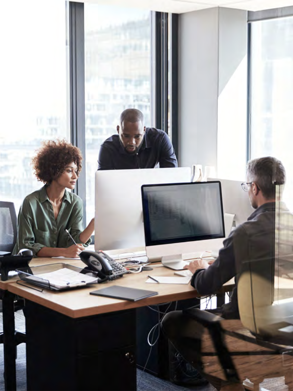 Tech employees working in an office