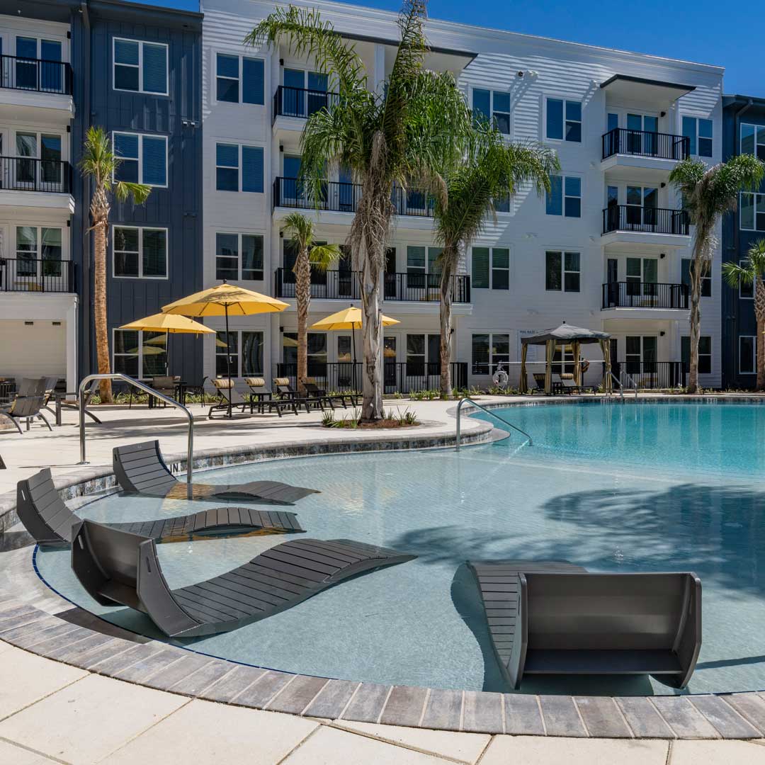 Exterior of apartment complex common area
