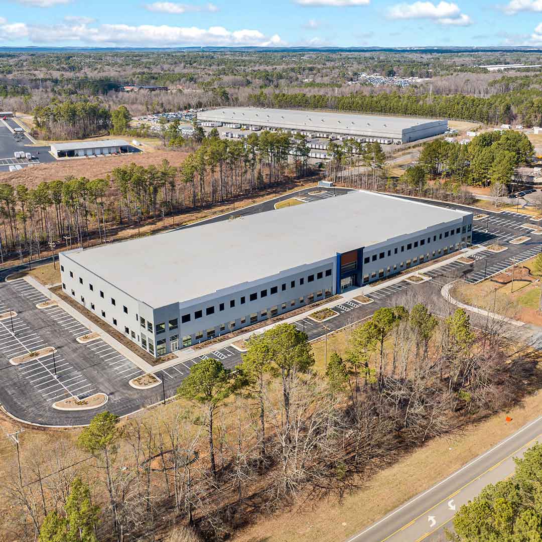 Exterior aerial photo of industrial building  
