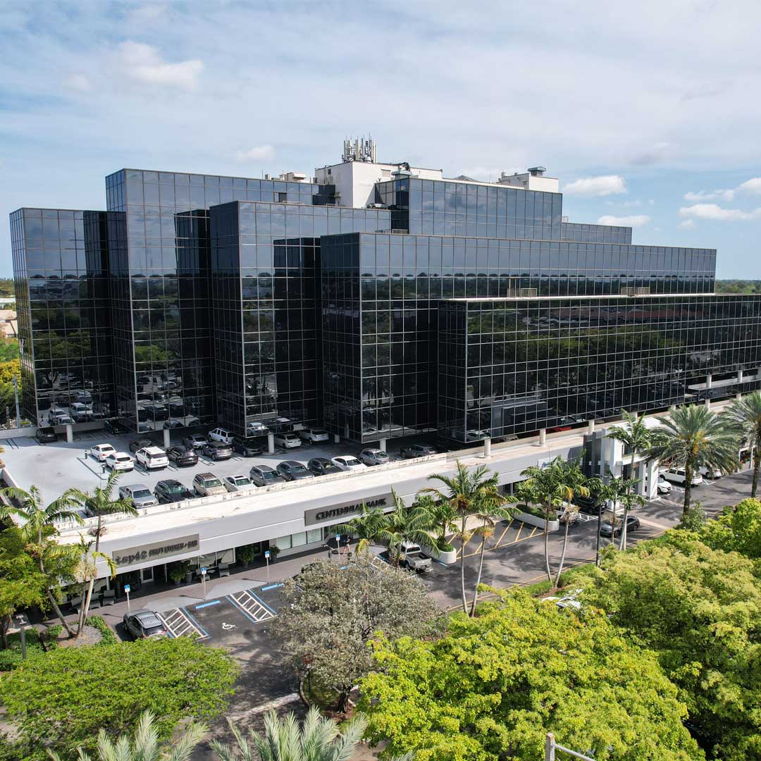Facade of 10-story office building in Coral Springs, FL