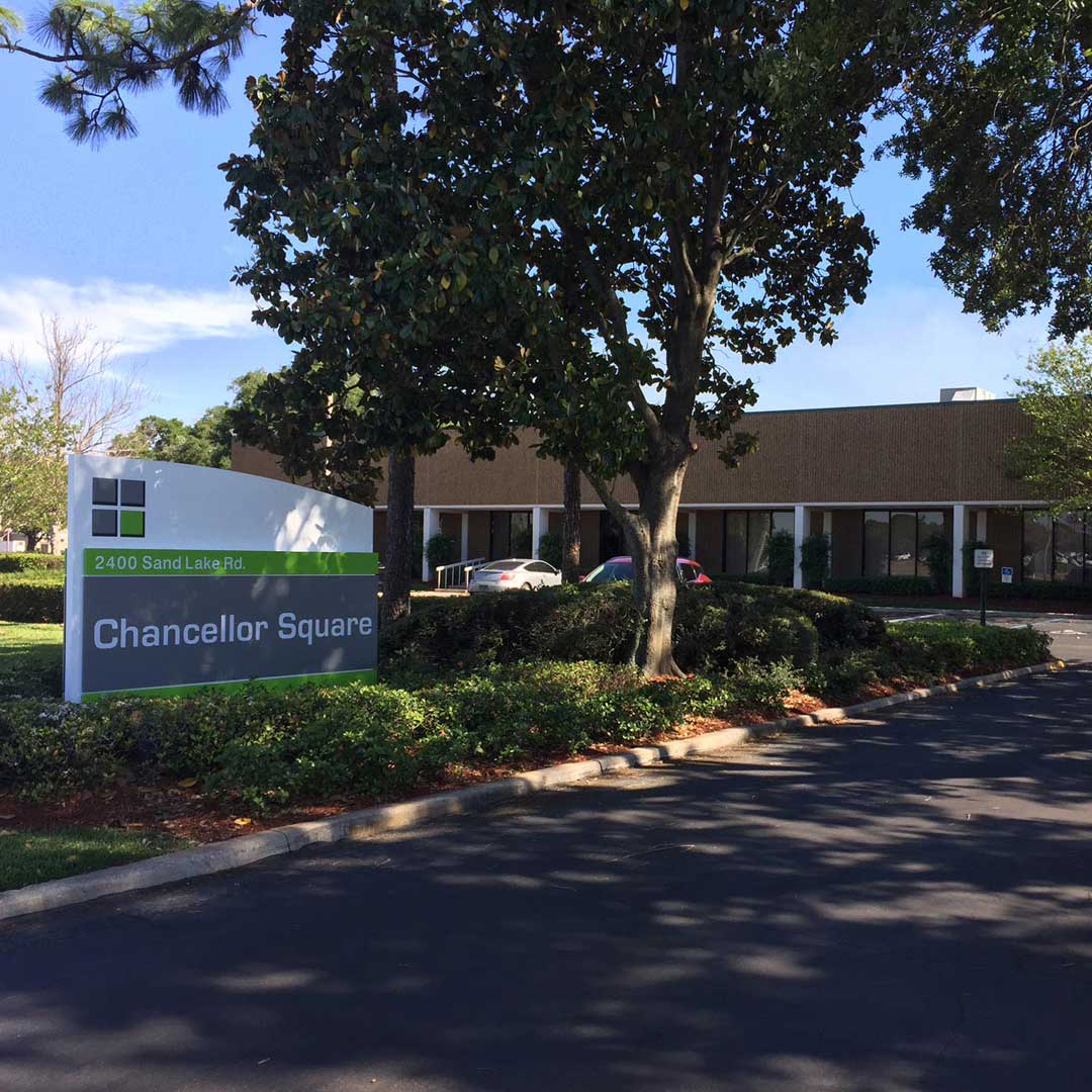Exterior shot of of signage and warehouse in Orlando, Florida