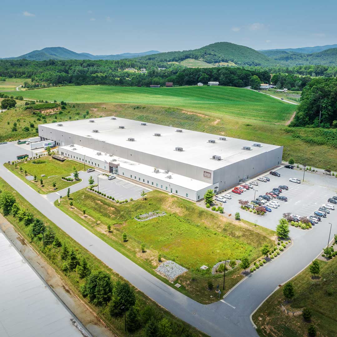 Exterior aerial of an industrial building