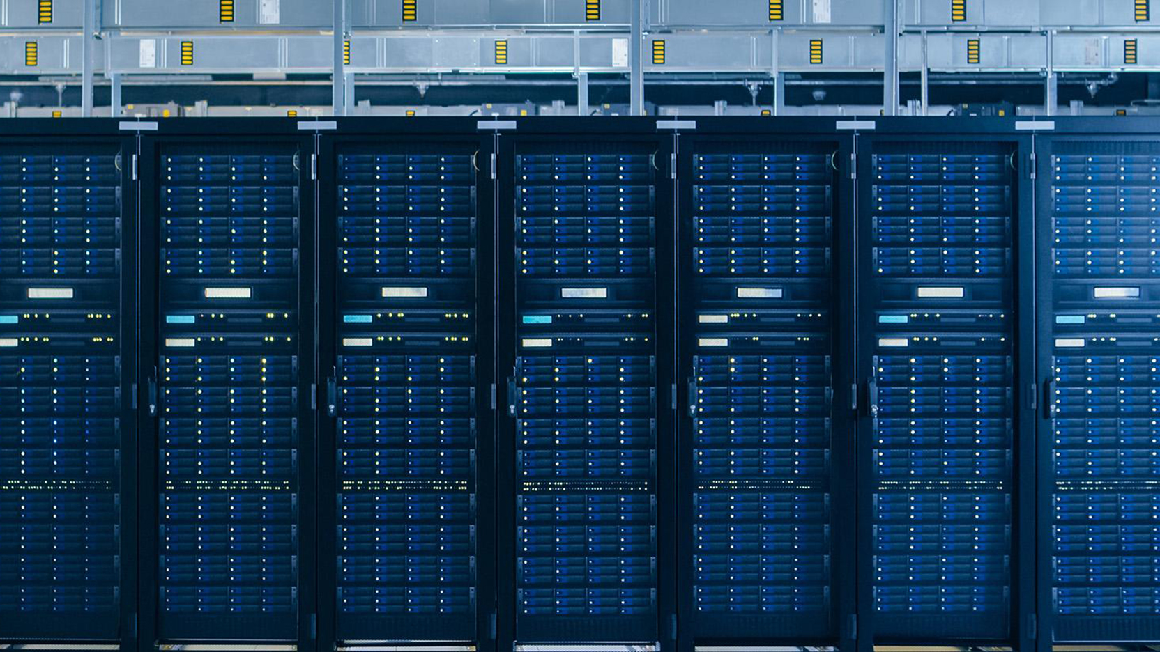 Several server racks, showcasing a robust IT infrastructure suitable for technology companies or data centers.